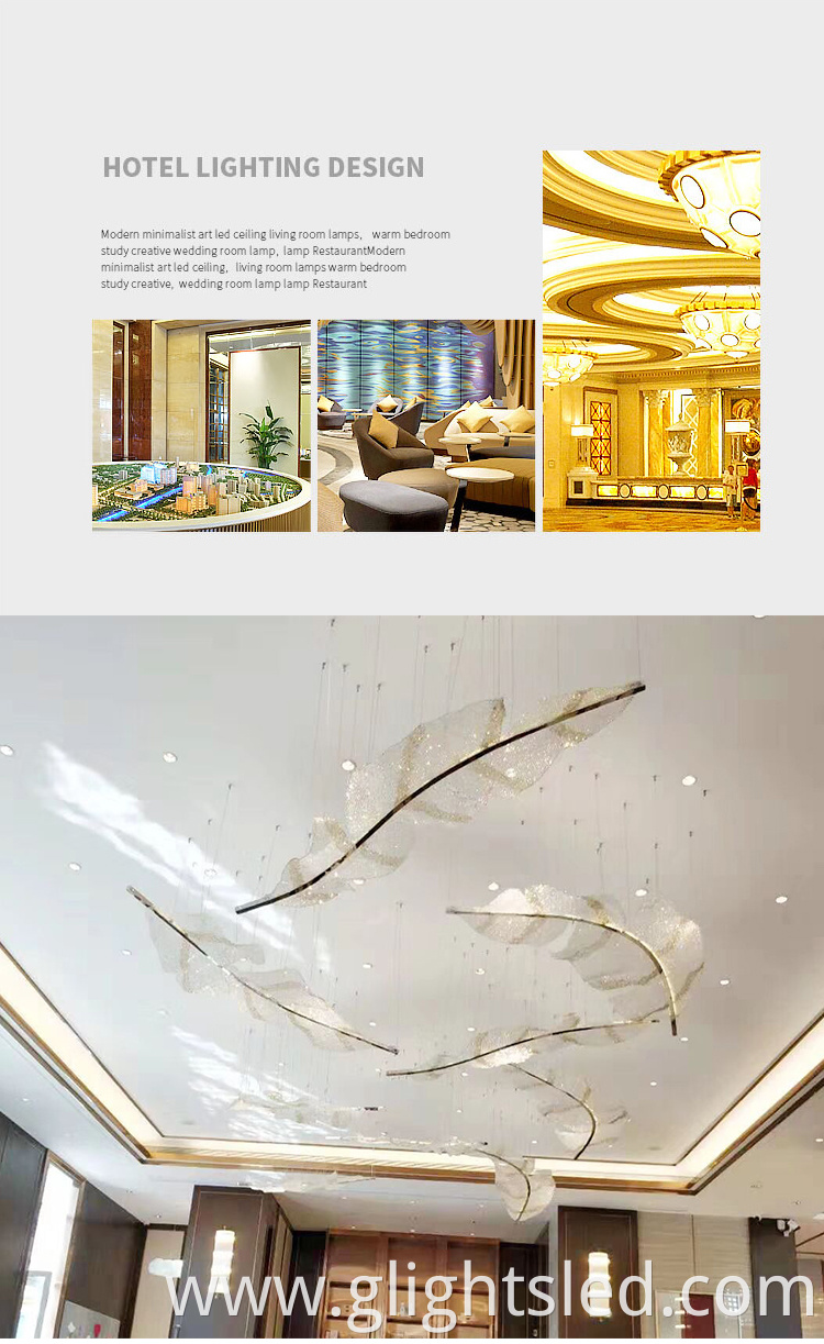 Factory direct sale modern indoor decoration hotel luxury big project chandelier pendant light